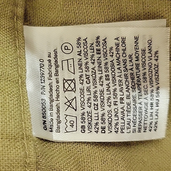 H&M Linen Blend Khaki Pants, Womens Sz 12. New With Tags. Wide Leg - Picture 5 of 6